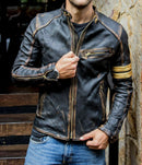 Vintage Black Leather Bomber Jacket Leather House