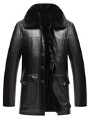 Long Black Leather Coat With Fur Leathers Crafted