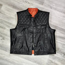 Orange black double-Sided Leather Biker Vest – Versatile Style, Ultimate Durability Leathers Crafted