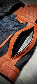 Orange black double-Sided Leather Biker Vest – Versatile Style, Ultimate Durability Leathers Crafted