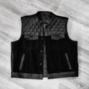 Black Leather and Canvas Biker Vest – Rugged Style with Modern Durability Leathers Crafted