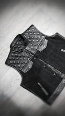 "Blackout Classic: Leather and Canvas Biker Vest" Leathers Crafted