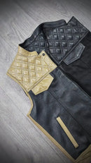 "Reversible Refined: Dual-Sided Diamond-Quilted Black Leather Vest" Leathers Crafted