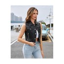 Women's Black Toscana Shearling Leather Vest Leathers Crafted