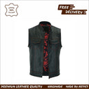 Men’s Black Leather Biker vest with Paisley Liner / Motorcycle Vest Leathers Crafted