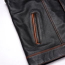 Handmade Black Leather Biker Vest / Motorcycle Vest Leathers Crafted