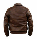 Men Brown Vintage Style Bomber Jacket Leathers Crafted