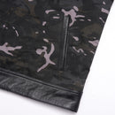 Ride in Style: Black Leather Biker Vest with Camo Flair Leathers Crafted