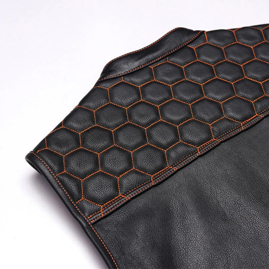 Handmade Black Leather Biker Vest / Motorcycle Vest Leathers Crafted