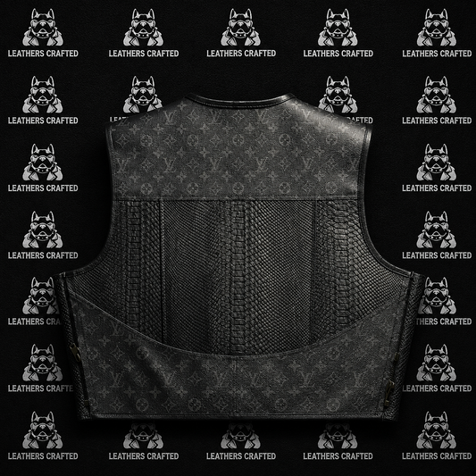 Premium Python Embossed LV style Leather Club Biker Vest
