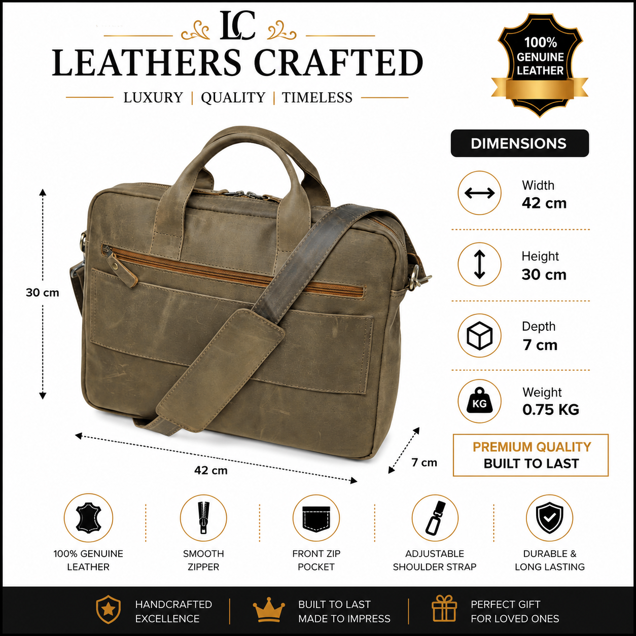 Vintage Leather Laptop Briefcase – Brown Business Messenger Bag | Leathers Crafted