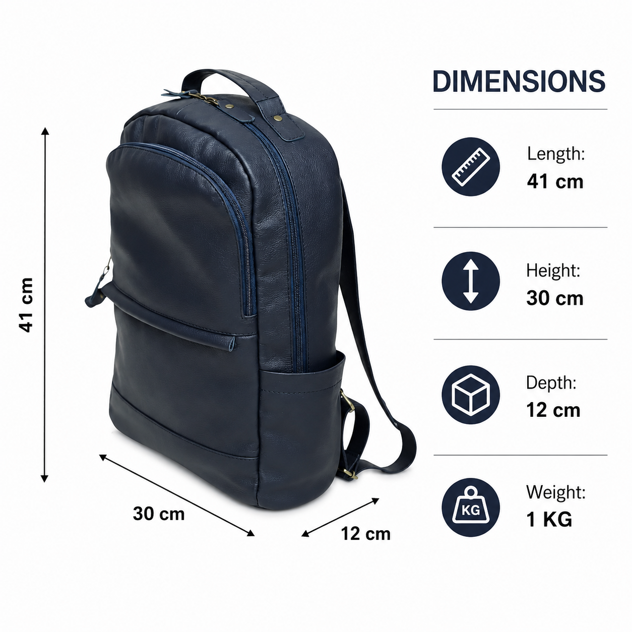 Navy Blue Genuine Leather Backpack for Men & Women | Leather Laptop Backpack