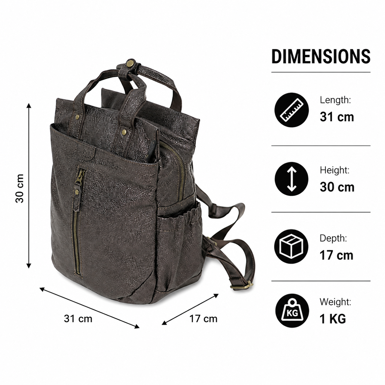 Vintage Tan Genuine Leather Backpack for Travel, Hiking & College Rucksack