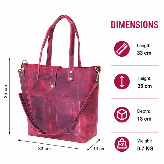 Premium Pink Genuine Leather Tote Bag for Women Crossbody Tote