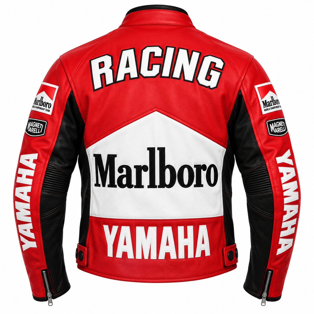 Men's Red & White Motorcycle Leather Jacket – Vintage Racing Style
