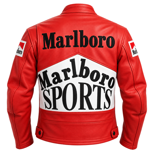 Men's Red & White Motorcycle Leather Jacket – Vintage Racing Style