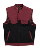 "Black and purple shade Leather Perfection: The Essential Biker Vest" Leathers Crafted