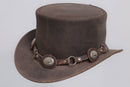 Brown Leather Hat with Diamond style Leathers Crafted