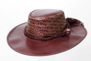 Brown Leather Hat with Diamond style Leathers Crafted