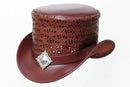 Brown Leather Hat with Diamond style Leathers Crafted