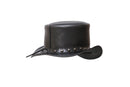 Black Leather Hat with Diamond style Leathers Crafted