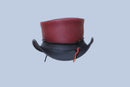 Red and Black Leather Zippered Top Hat with Accent Laces Leathers Crafted