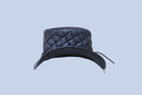 Dimond style leather hat with brass metal Leathers Crafted