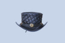 Dimond style leather hat with brass metal Leathers Crafted