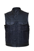 Denim style leather vest Leathers Crafted