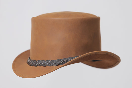 Matt Brown Leather Hat / Cowboy Hat Leathers Crafted