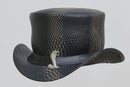Black Leather Hat with Cobra style Leathers Crafted