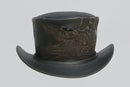 Black Leather Hat with Cobra style Leathers Crafted
