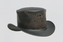 Black Leather Hat with Cobra style Leathers Crafted