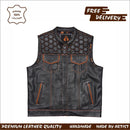 Handmade Black Leather Biker Vest / Motorcycle Vest Leathers Crafted