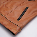 Dual Tone Black and Camel Biker Leather Vest Leathers Crafted