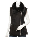 Women's Black Toscana Shearling Leather Vest Leathers Crafted