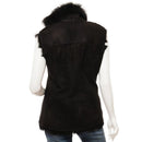 Women's Black Toscana Shearling Leather Vest Leathers Crafted