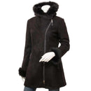 Women’s Black Sheepskin Shearling Parka Leathers Crafted