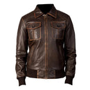 Women’s Slim Fit Vintage Brown Bomber Leather Jacket Leathers Crafted