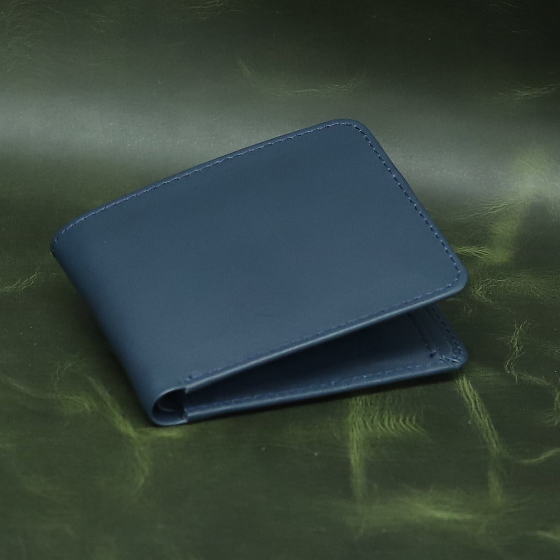 Navy Blue Leather Bifold Wallet for Men – Slim Minimalist Pocket Wallet | Leathers Crafted
