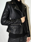 Black Vintage Style Leather Biker jacket Leathers Crafted