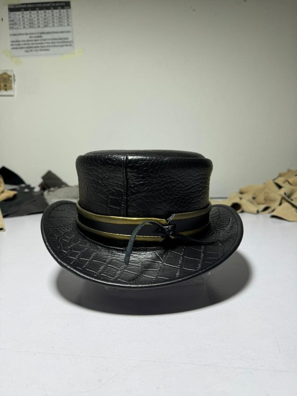 Handcrafted Black Crocodile Embossed Leather Top Hat | Vintage Gothic Steampunk Hat | Premium Statement Fashion Hat for Men