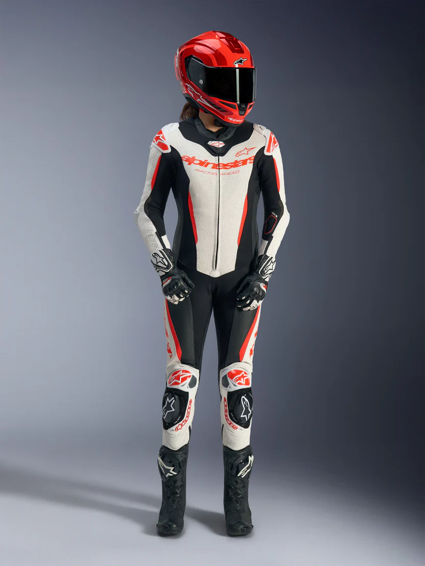 Custom motorcycle racing suits featuring premium leather moto gear, CE armor protection, one-piece and two-piece race suits handcrafted by Leathers Crafted