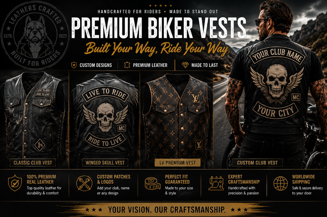 Handmade Leather Biker & Motorcycle Vests