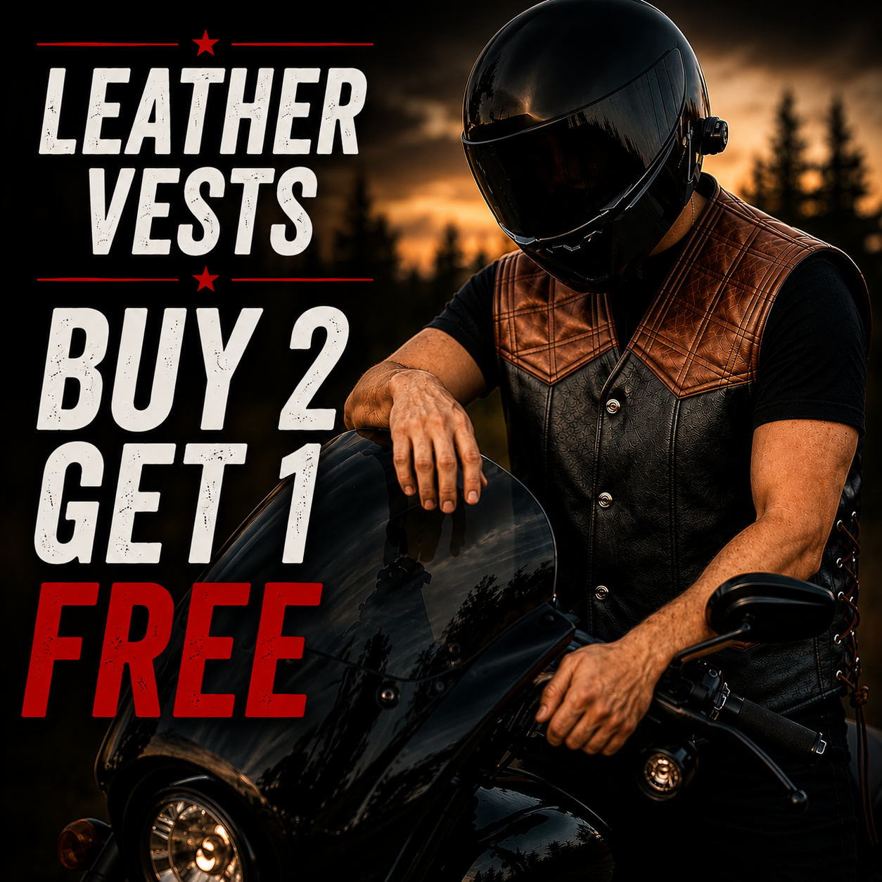 Handmade biker leather vests collection featuring premium motorcycle vests, rider waistcoats, and genuine leather biker apparel by Leathers Crafted