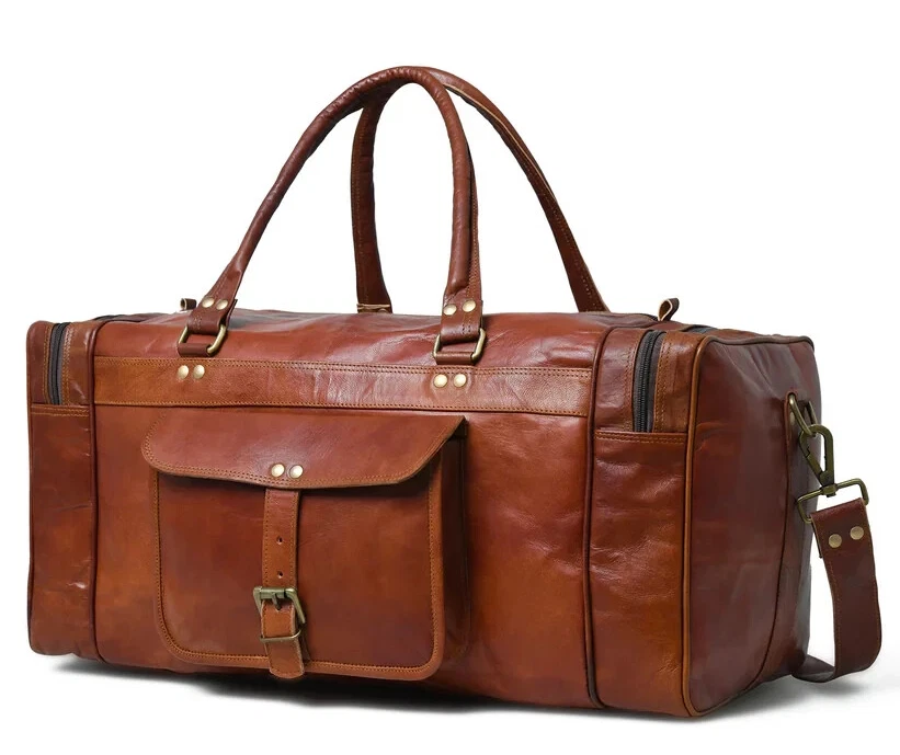 Vintage Brown Leather Duffle Bag – Travel & Weekend Holdall