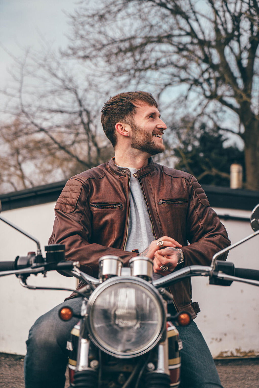 Touring Brown Leather Motorcycle Jacket Leathers Crafted