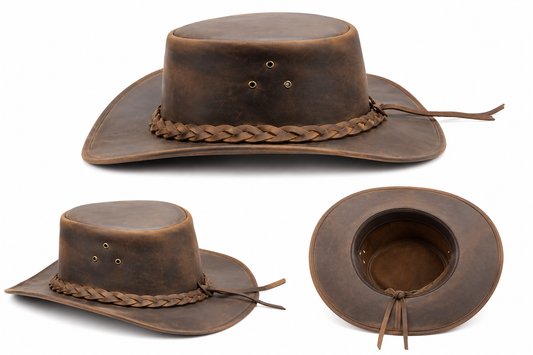 Leathers Crafted™ Outback Heritage Leather Cowboy Hat