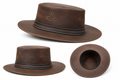 Leathers Crafted™ Vintage Brown Outback Leather Hat
