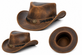 Leathers Crafted™ Vintage Distressed Leather Cowboy Hat